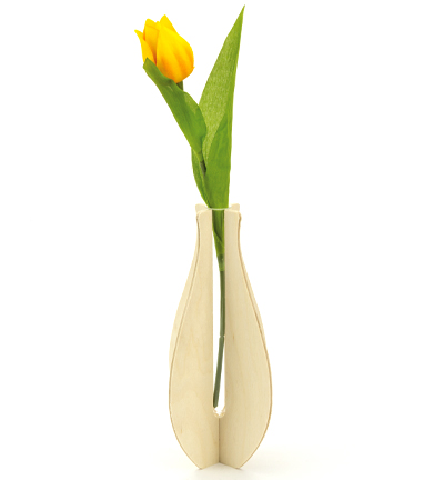  -  - Wooden vase with small glass tube