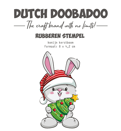 497.004.018 - Dutch DooBaDoo - Rubber stempel Konijn kerstboom