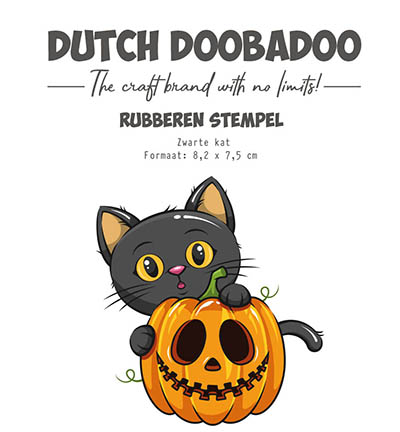 497.004.025 - Dutch DooBaDoo - Rubber stempel Zwarte Kat