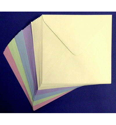 410799 - Le Suh - Enveloppes carrées, jaune, bleu clair, rose, lilas et vert clair