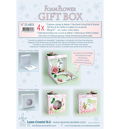 25.4803 - Leane Creatief - Flower Foam gift boxes  4 x white
