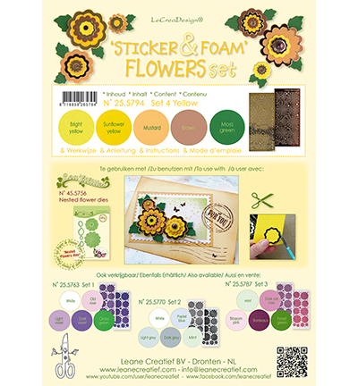 25.5794 - Leane Creatief - Foam Yellow en 2 nested flower stickers