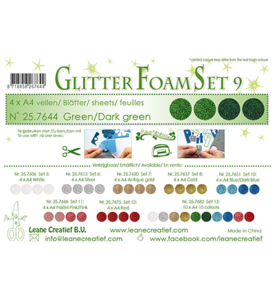257.644 - Leane Creatief - Glitter Foam set 9, 2 verts et 2 vert foncé