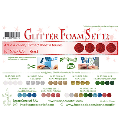 257.675 - Leane Creatief - Glitter Foam set 12, Rouge