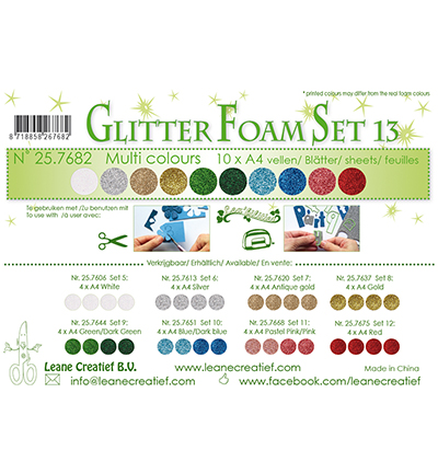 257.682 - Leane Creatief - Glitter Foam set 13, Couleurs différentes