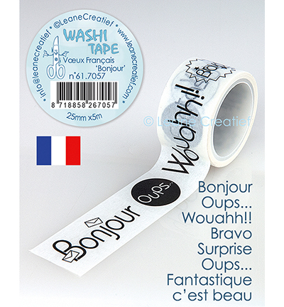 61.7057 - Leane Creatief - Washi tape Französische Worten 1 -Bonjour…-