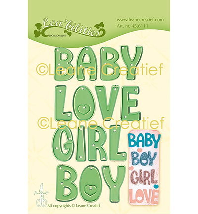 45.6111 - Leane Creatief - Words  Baby, Boy, Girl, Love cutting die