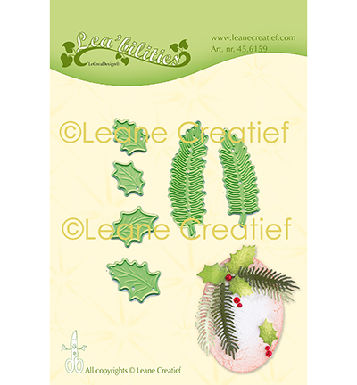 45.6159 - Leane Creatief - Holly & pine branches small cut and embossing die