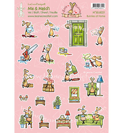 508.221 - Leane Creatief - Mix & Match Dekorationsblätter Bunnies zu Hause