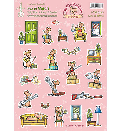 508.245 - Leane Creatief - Mix & Match Dekorationsblätter Mice zu Hause