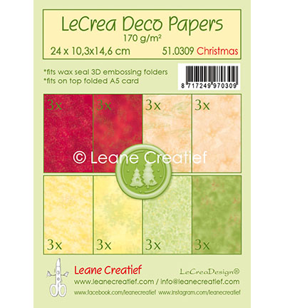 510.309 - Leane Creatief - Deco papers set, Kerst