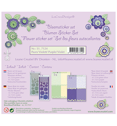 51.7124 - Leane Creatief - Bloem sticker / papier set, Paars