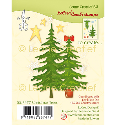 557.477 - Leane Creatief - Combi clear stamp Christmas trees