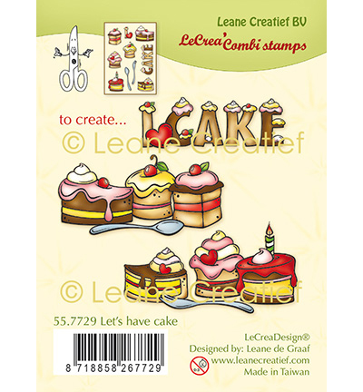 557.729 - Leane Creatief - Combi Clear stamp Let’s have cake