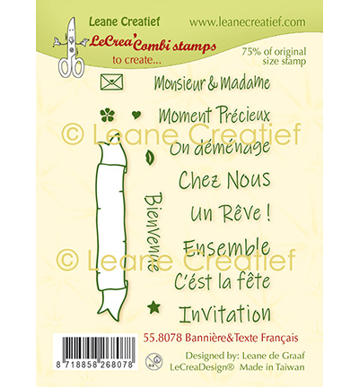 558.078 - Leane Creatief - Silikon Kombi Stempel Banner & Französische Texte