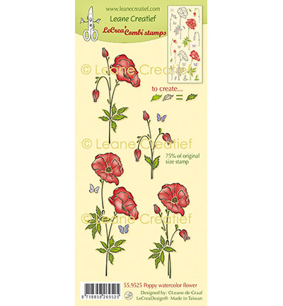 559.525 - Leane Creatief - Silikon Kombi Stempel, Mohn-Aquarelblumen