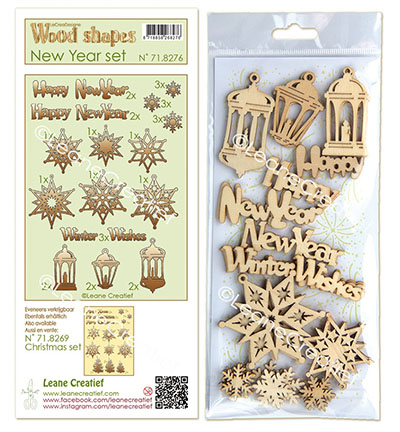 718.276 - Leane Creatief - Wood shapes (kleine Holzfiguren) Neujahr-Winter Set