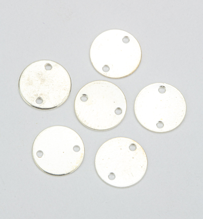 522B-015 - Kippers - (6) Tussenstuk, plat ronde schijf, 2 gaten, zilver
