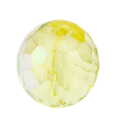 151-19001-14mm-80100 - Kippers - (5) Glass bead, round faceted, Jonquil AB