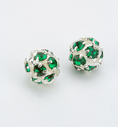 7192 6000 - Kippers - (2) Rhinestone sphere, Emerald