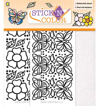 3.9302 - JeJe - 1 Glitterfoil sheet / 2 Peel-off stickers Butterfly