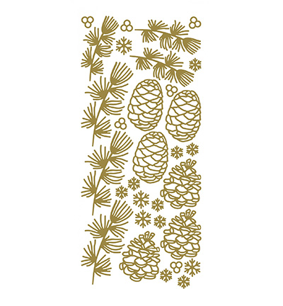 565100 G/G - JeJe - 10 Stickers Gold/Gold, Pinecones