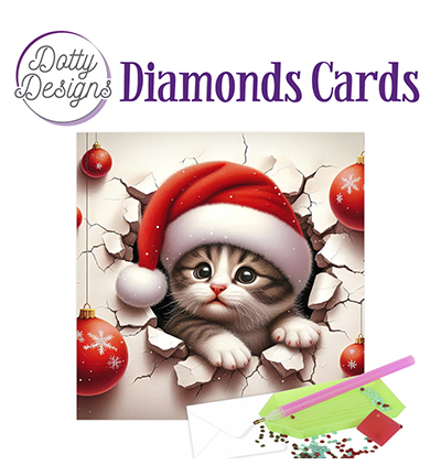 DDDC1206 - Dotty Designs - Diamond Cards,  Christmas Kitten