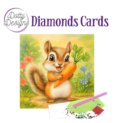 DDDC1226 - Dotty Designs - Diamond Cards - Eekhoorn met wortel