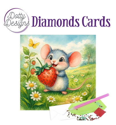 DDDC1227 - Dotty Designs - Diamond Cards - Muis met aardbei