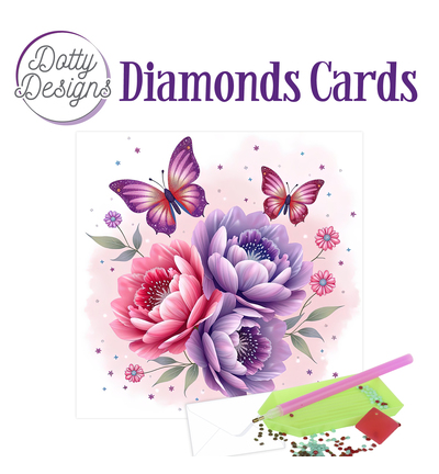 DDDC1223 - Dotty Designs - Diamond Cards - Paarse bloemen en vlinders