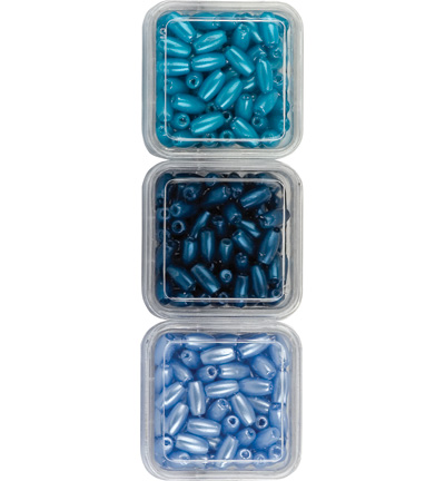 12100-0005 - Hobby Crafting Fun - Oval pearls trio, Blue, Dark Blue, Turquoise