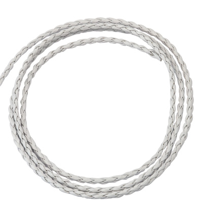 12143-4303 - Hobby Crafting Fun - Woven faux leather cord, round, White