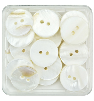 12067-6711 - Hobby Crafting Fun - Mother of Pearl button, 2 holes, Natural, round