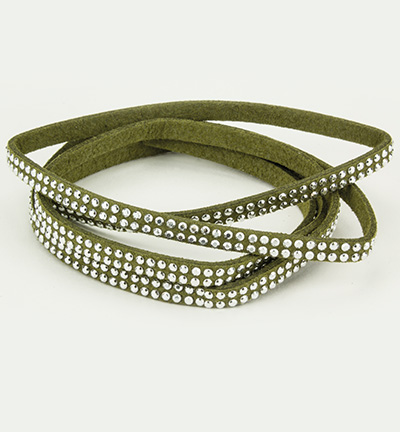 12318-1813 - Hobby Crafting Fun - Cord With Double Row Studs Olive Green