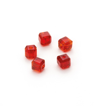 11809-2502 - Hobby Crafting Fun - Square glass beads, Red
