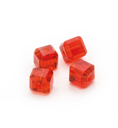 11809-2602 - Hobby Crafting Fun - Square glass beads, Red