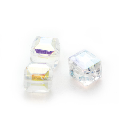 11809-1015 - Hobby Crafting Fun - Square glass beads, Ab Clear