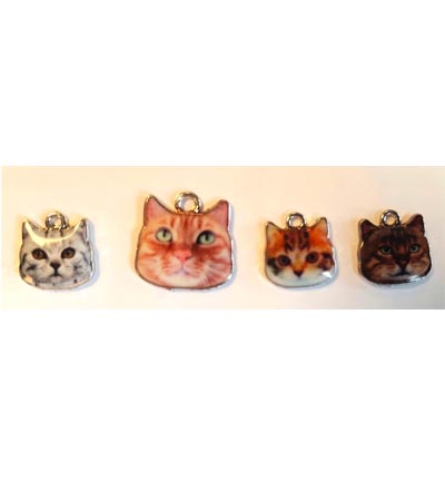 12424-2413 - Hobby Crafting Fun - Metal Charms, Cat with 3 kittens