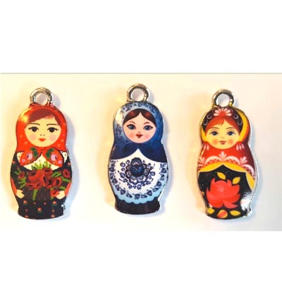 12424-2421 - Hobby Crafting Fun - Metal Charms, Russian Dolls