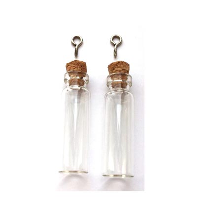 12423-2304 - Hobby Crafting Fun - Mini Glass Bottles, with cork & screw hanger