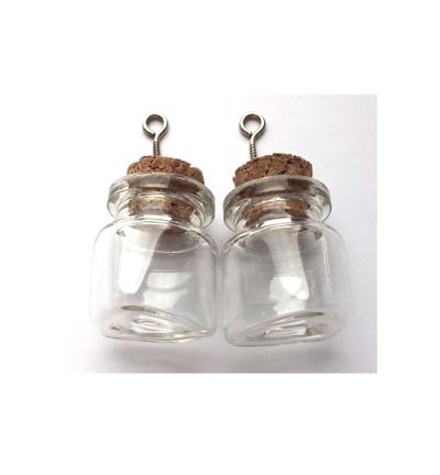 12423-2306 - Hobby Crafting Fun - Mini Glass Bottles, with cork & screw hanger