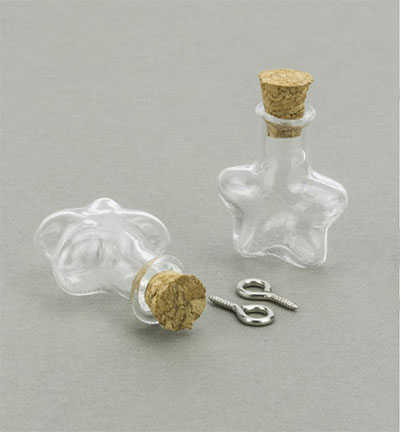 12423-2315 - Hobby Crafting Fun - Mini Glass Bottles, with cork & screw hanger, star