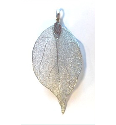 12452-5204 - Hobby Crafting Fun - Natural Leaf with Hanger, Platinum
