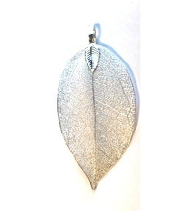 12452-5208 - Hobby Crafting Fun - Natural Leaf with Hanger, Silver