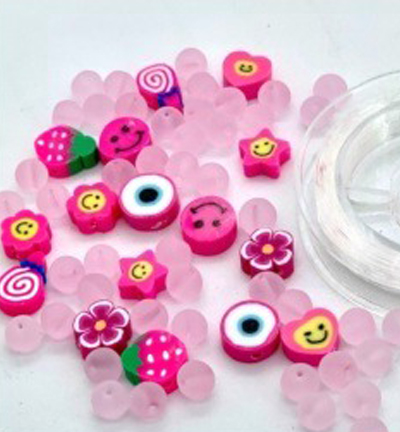 12438-3803 - Hobby Crafting Fun - Katsuki Smileys & beads, Pink