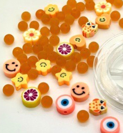 12438-3808 - Hobby Crafting Fun - Katsuki Smileys & beads, Orange