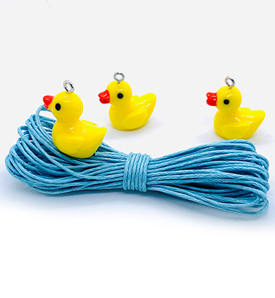 12415-1601 - Hobby Crafting Fun - Toy Charms: 3 Ducks & cotton cord