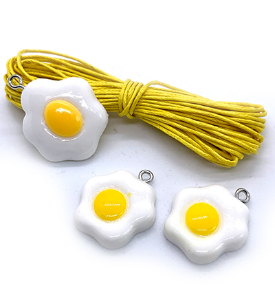 12415-1602 - Hobby Crafting Fun - 3 Sunny side up eggs & cotton cord