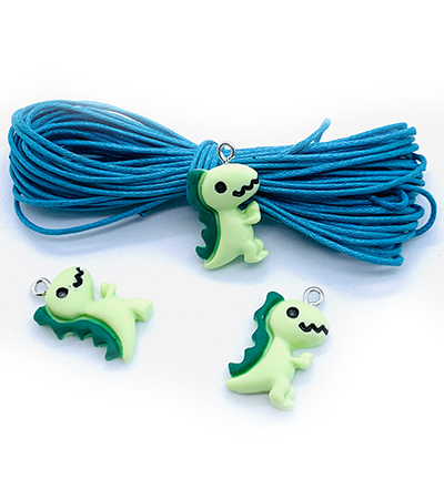 12415-1603 - Hobby Crafting Fun - 3 Dinos & cotton cord