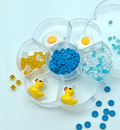 12415-1621 - Hobby Crafting Fun - Ducks n eggs, 4 toy charms & katsuki beads/ glass beads